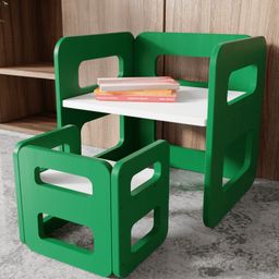 Riyan Luxiwood Benny Kids Study Table with Chair White & Green-25