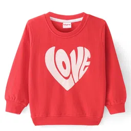 Babyhug Cotton Knit Full Sleeves Sweatshirt With Heart Print - Red-picture-48
