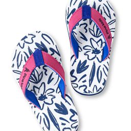 Pine Kids Slip On Flip Flops with Floral Print - White Blue & Pink-image-5