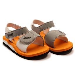 Beanz Colour Blocked Sandals With Double Velcro Closure - Orange & Grey-image-96