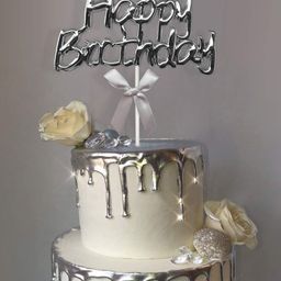 Funcart Happy Birthday Metallic Cake Topper - Silver-image-63