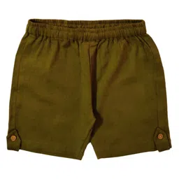 Snowflakes Cotton Woven Solid Shorts - Army Green-picture-34
