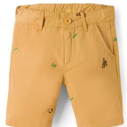 Under Fourteen Only Thunderbolt Embroidered Slim Fit Shorts - Mustard-image-94