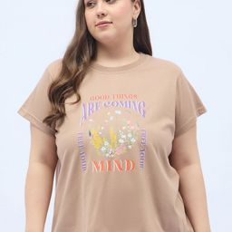 DressBerry Curve Women Typography Printed Round Neck Cotton T-shirt-image-67