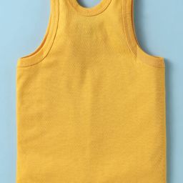 Zero Sinker Knit Sleeveless Set of Vests with Typography Print Pack of 3 - Red, Yellow & Navy Blue image 3