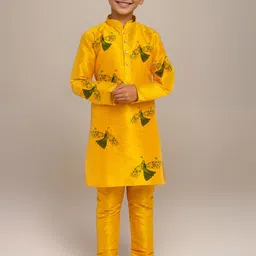 DEVOILER Boys Regular Dupion Silk Kurta with Churidar-picture-16