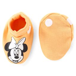 Babyhug Disney Interlock Knit Cap Mittens & Booties Set with Star & Minnie Mouse Print - Light Peach image 4