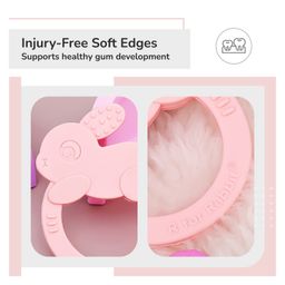R for Rabbit Rabbit Shaped Tiny Bites Zoobie Teether - Pink image 4