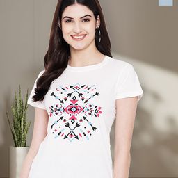 Dreambe Women Pack of 2 Tom & Jerry Graphic Printed Round Neck Cotton Regular Fit T-shirts-image-94