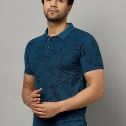 Zigo Leaf Printed Polo Collar Short Sleeves Casual T-shirt-image-16