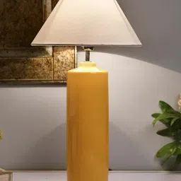 Homesake Yellow Ceramic Table Lamp with Cone Shade (Bulb Included) - Set of 1-37
