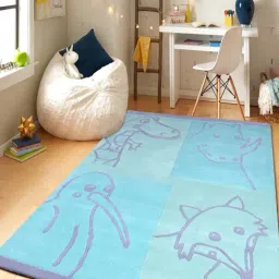 Pequra Blue Aquatic Animal Cartoon Hand Tufted Wool Kids Carpet - Set of 1-image-27