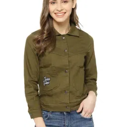 Campus Sutra Olive Regular Fit Denim Jacket-image-89