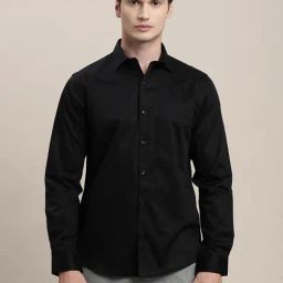 Turtle Black Cotton Slim Fit Shirt-image-25