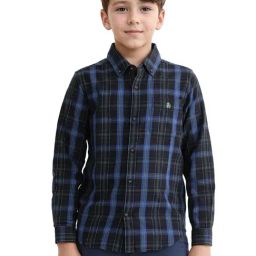 Rare Ones Boys Navy Cotton Checks Shirt-image-98