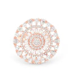 Zaveri Pearls Rose Gold Cubic Zirconia Party Bling Statement Brass Adjustable Finger Ring-ZPFK16099 image 3