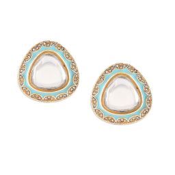 Zaveri Pearls Turquoise Blue Enamel Designer Stones & Austrian Diamonds Stud Earring-ZPFK16751 image 3