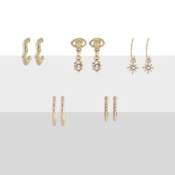 Zaveri Pearls Set of 25 Multicolor Classy Contemporary Studs Drops & Semi Hoops Earring-ZPFK16818 image 3