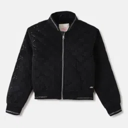 Blue Giraffe Girls Black Embellished Jacket-image-26