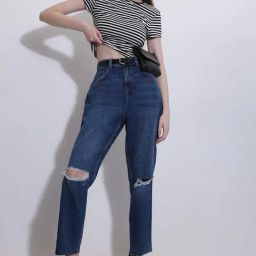 Vero Moda Blue Distressed High Rise Jeans-image-97