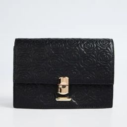 Ginger by Lifestyle Black Textured Sling Handbag-13