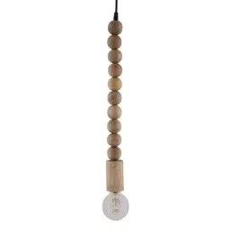 Homesake Rustic Beige Wooden Round Beaded Swag Hanging Light - Set of 1 (Bulb not included)-37