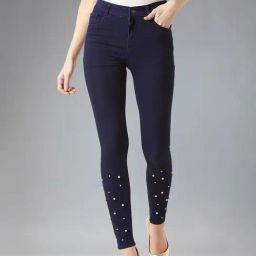 DOLCE CRUDO Navy Embroidered Jeans-image-28