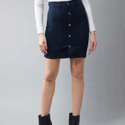 DOLCE CRUDO Navy Mini  Skirt-image-52
