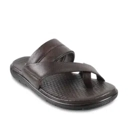 Metro Men's Brown Cross Strap Sandals-picture-17