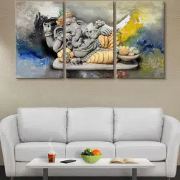 999Store Grey Lord Ganesha Art 3 Frame Canvas Paintings-27