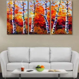 999Store Multicolor Colourful Tree Art 3 Frame Canvas Paintings-12