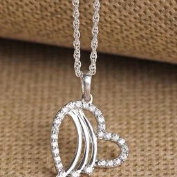 Clara 92.5 Sterling Silver Isal Heart Pendant with Chain for Women-image-65