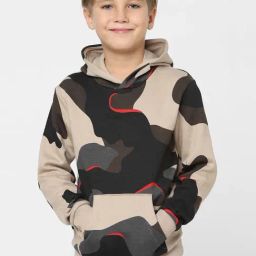Jack & Jones Junior Beige & Teal Blue Cotton Camouflage Full Sleeves Sweatshirt-image-94