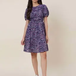 Fabindia Purple Cotton Printed A-Line Dress-picture-26