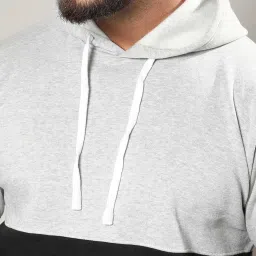 Instafab Plus Black & Grey Cotton Regular Fit Colour Block Plus Size Hooded Sweatshirt image 3