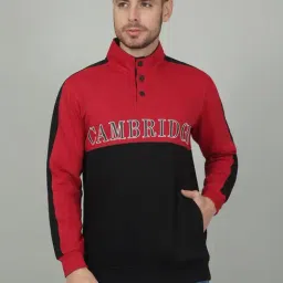 Cantabil Red Regular Fit Color Block Sweatshirt-picture-32