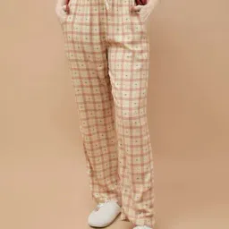 Ginger By Lifestyle Beige Regular Fit Checks Pyjamas-image-48