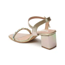 ELLE Embellished Open Toe Block Heels With Buckles image 4