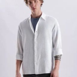 Calvin Klein Jeans White Linen Regular Fit Shirt-image-64
