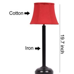 Devansh Red & Black Solid Traditional Bedside Table Lamp with Shade image 5