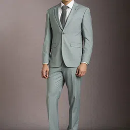 Louis Philippe Textured Slim-Fit Single-Breasted Two-Piece Formal Suit-picture-19