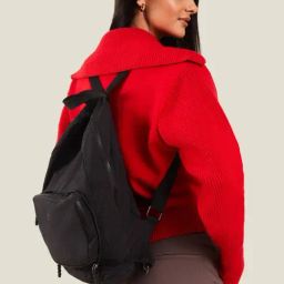 Accessorize London Black Fabric Solid Backpack-12
