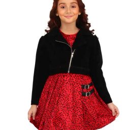 Cutecumber Girls Red Embellished Dress-image-81