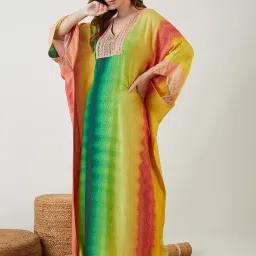 The Kaftan Company Green & Yellow Printed Kaftan image 3