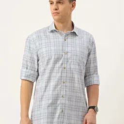 Burnt Umber Brown Regular Fit Check Shirt-image-79