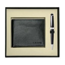 CROSS Black Brass Bailey Ball Point Pen With Wallet Gift Set-image-54