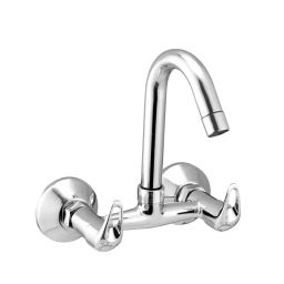 Jabra Sink Mixer Tap (L) Cosmo Series Brass Chrome Finish Wall Mount Silver-image-76