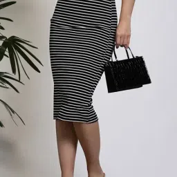 Sera Black & White Striped Skirt-image-33