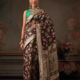 Silk Land Woven Thread Floral Work Cotton Saree-picture-48