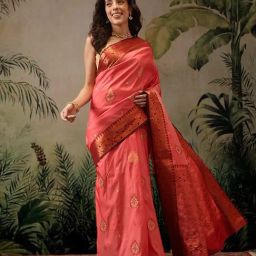 Silk Land Banarasi Soft Silk Copper Zari Woven Saree-picture-23